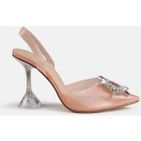 Nude Diamante Feature Slingback Heels | Missguided (US & CA)