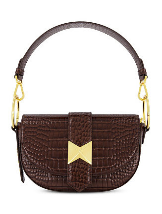 Crocodile Embossed Leather Gold Hardware Saddle Bag | Macy's