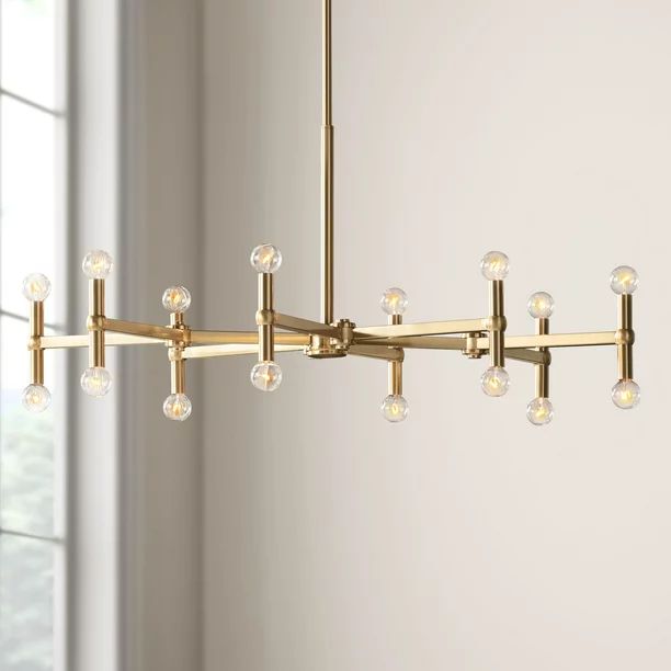 Possini Euro Design Satin Brass Large Chandelier 37" Wide Modern 24-Light Fixture Dining Room Hou... | Walmart (US)