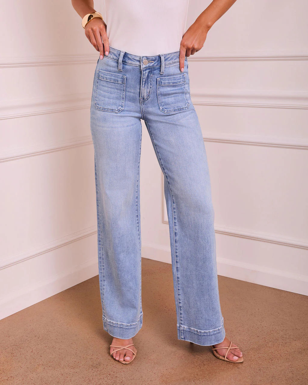 Rugged Charm Stretch High Rise Wide Leg Jeans | VICI