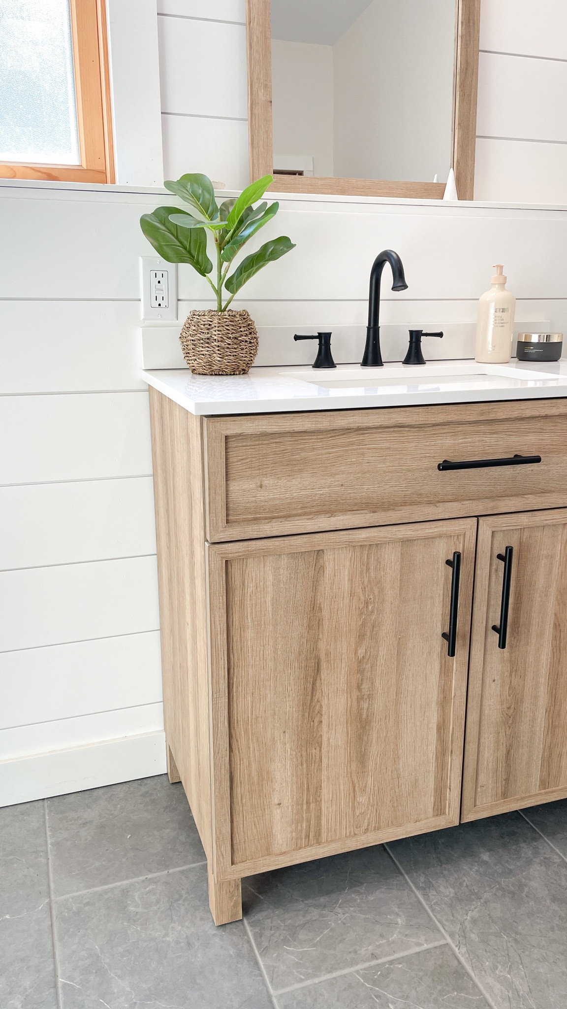 Bathroom decor inspo 
Oak vanity styling 

#LTKhome #LTKstyletip
