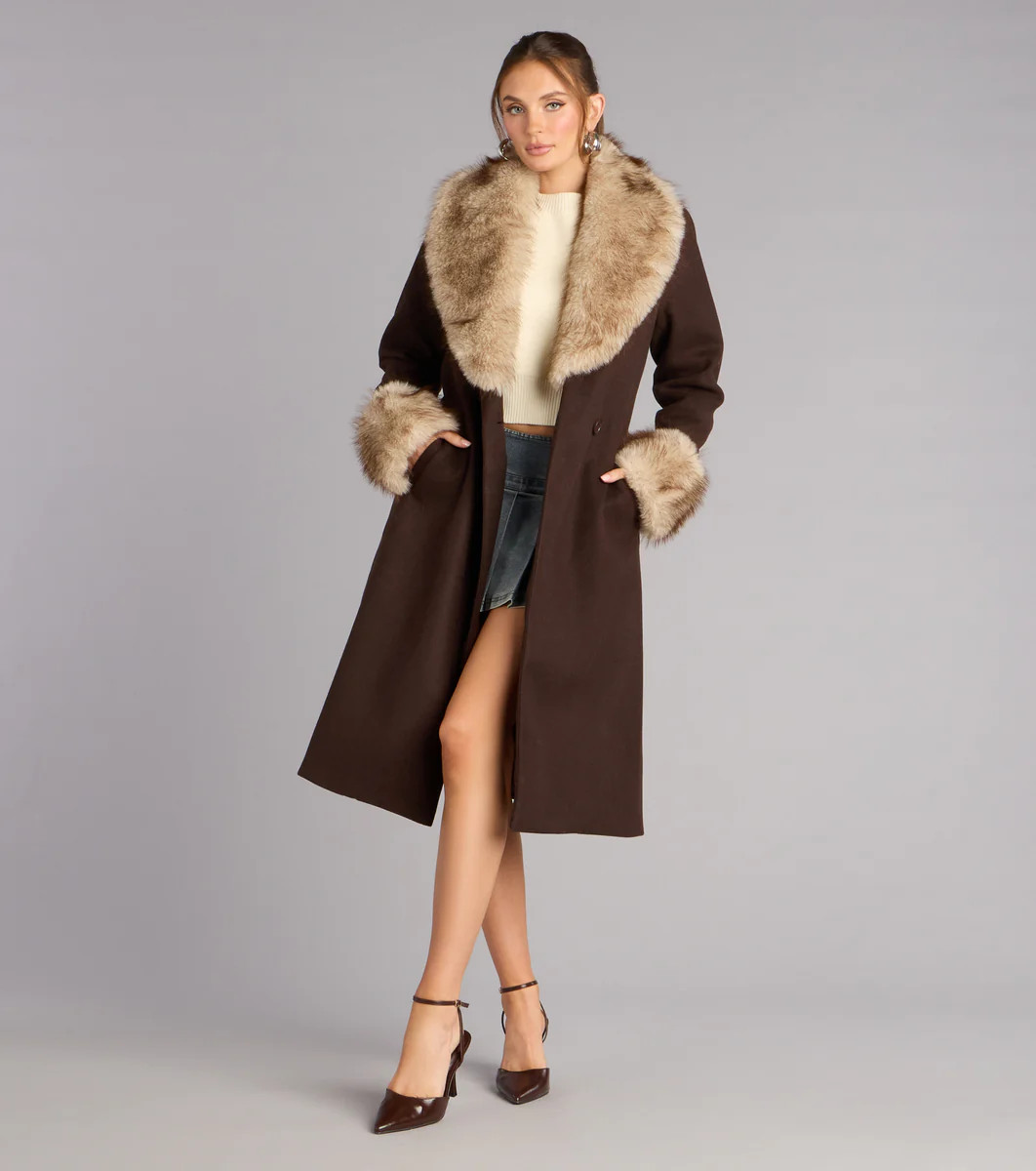 Glam It Girl Removable Fur Wool Coat | Windsor Stores
