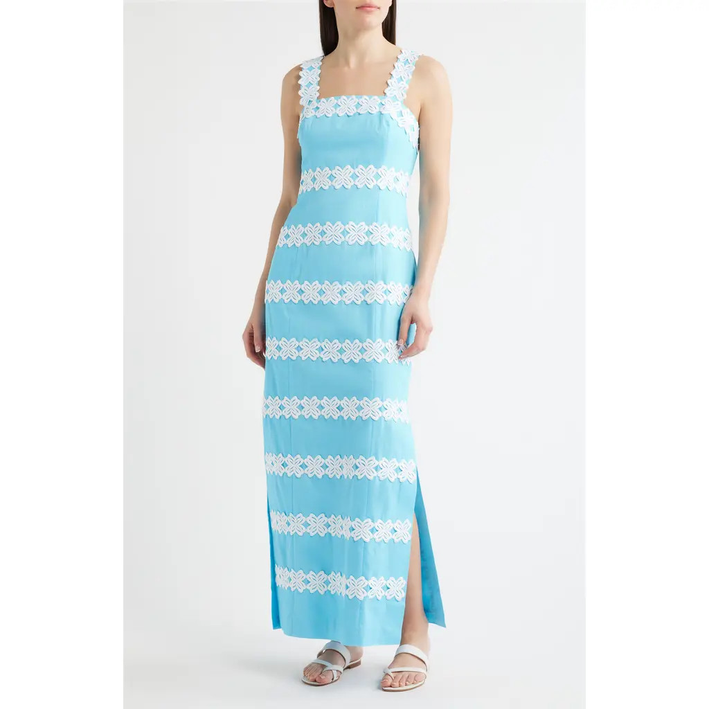 Lilly Pulitzer® Davis Linen Maxi Dress in Capri Blue at Nordstrom, Size 14 | Nordstrom