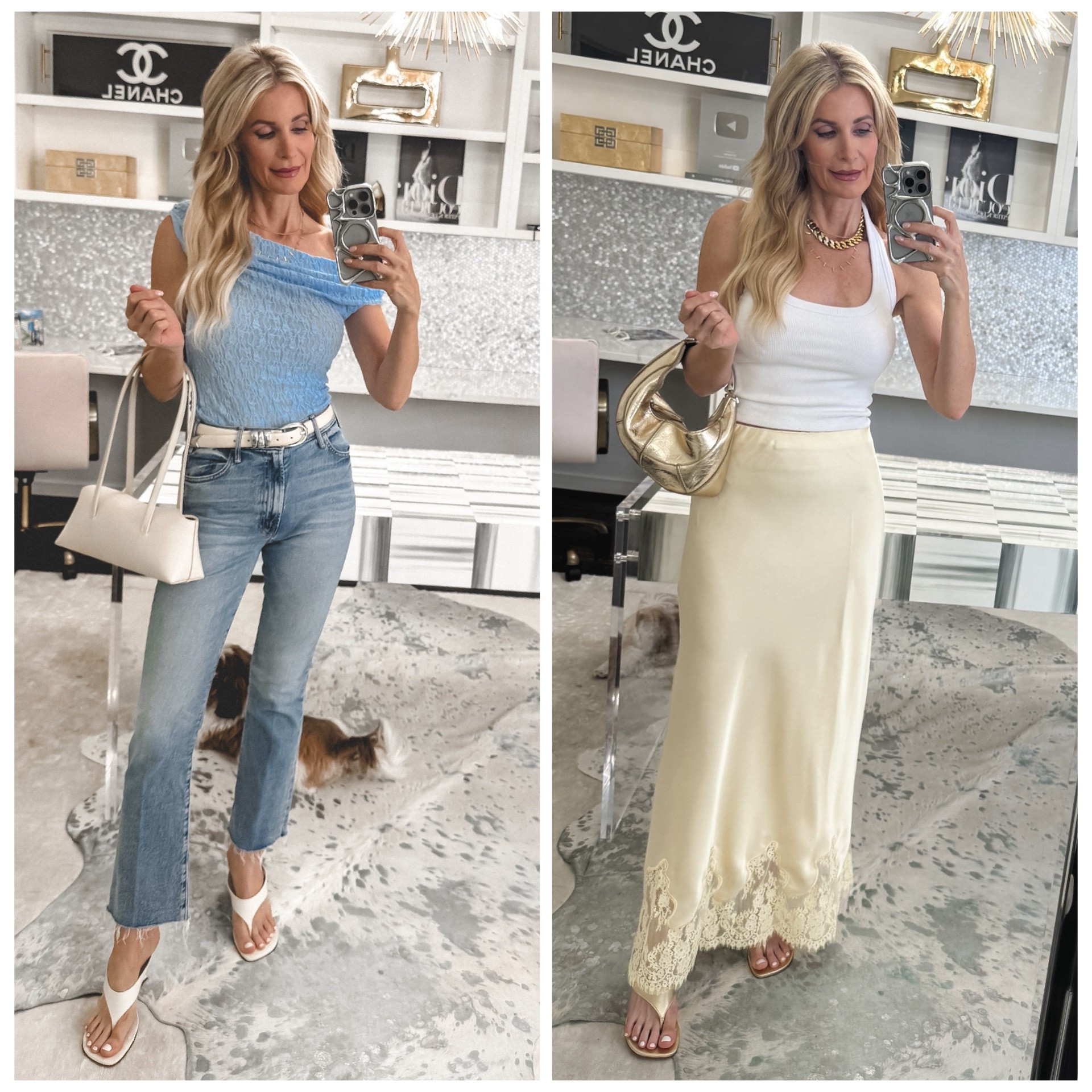 Wedges are back for spring/summer—and they’ve never looked better. These modern styles from Schutz are sleek, elevated, and so chic.

I styled the ivory pair with a one-shoulder blue lace top and my favorite MOTHER jeans to really show off the heel. The champagne gold pair looks stunning with this yellow satin lace-trim maxi skirt—another big trend right now.

They’re also super comfortable and a great price point 🙌🏼

Everything runs true to size—wearing a 24 in denim and XS in tops and skirt.



#LTKOver40 #LTKootd #LTKgrwm