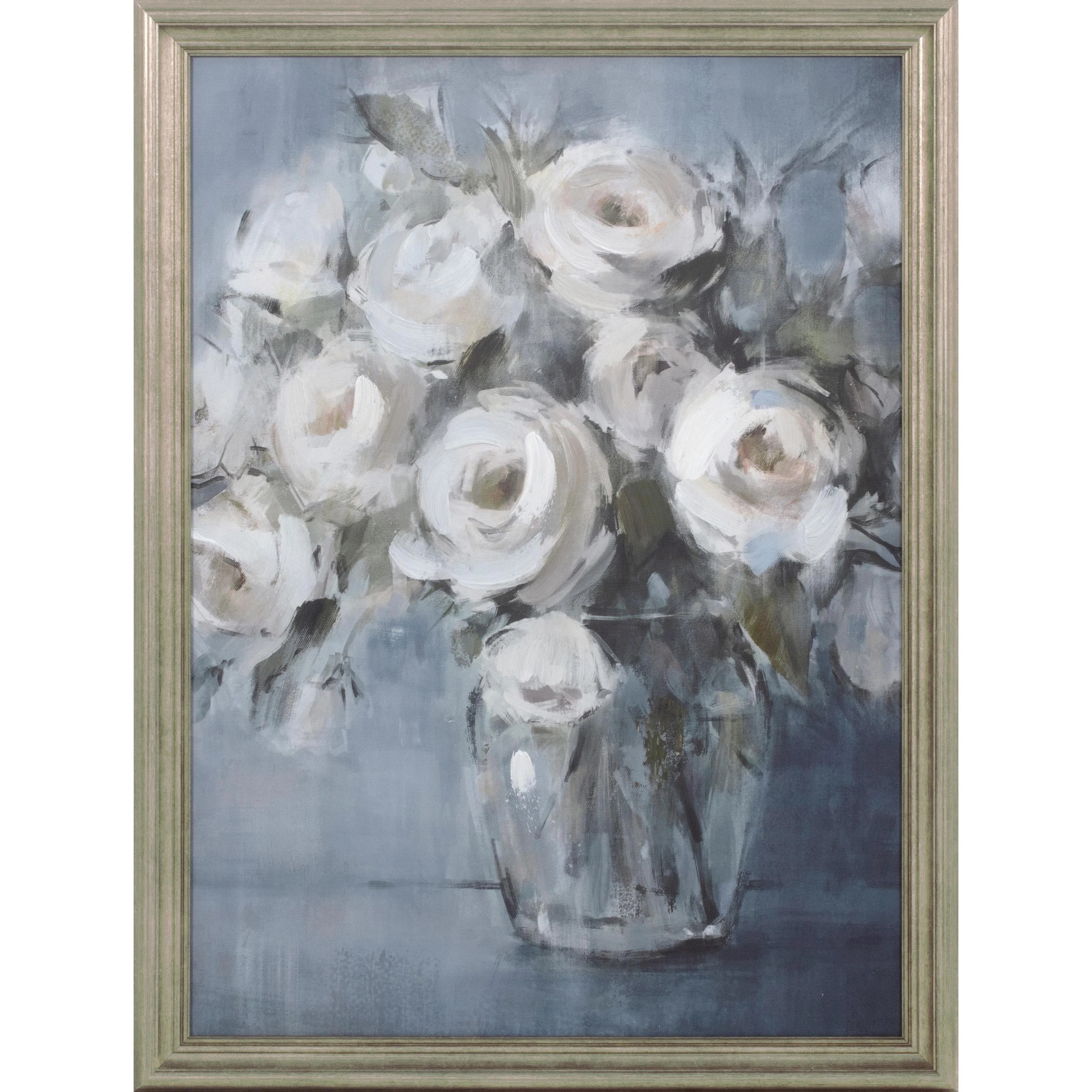 My Texas House White Rose Bouquet on Blue Framed Emb Canvas Board 18" x 24" - Walmart.com | Walmart (US)