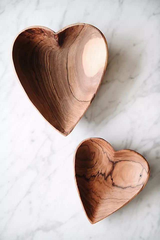 Connected Goods Wild Olive Wood Heart Serving Plates | Anthropologie (US)