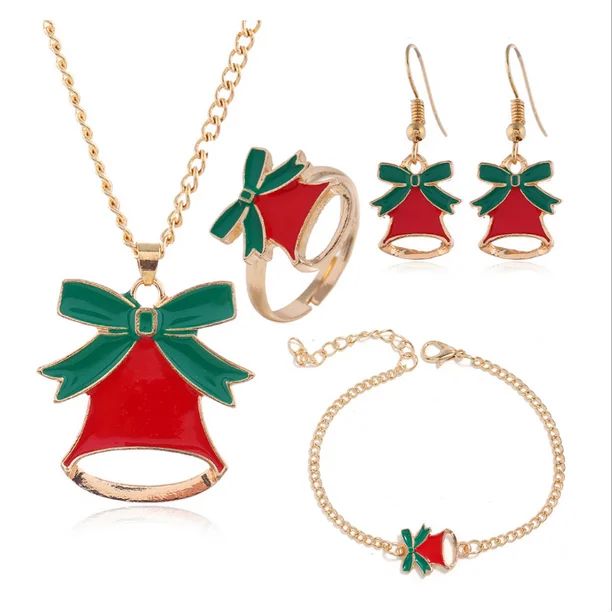 Amerteer 5 PCS Christmas Jingle Bell Necklace Bracelet Dangle Earring Christmas Costume Jewelry S... | Walmart (US)