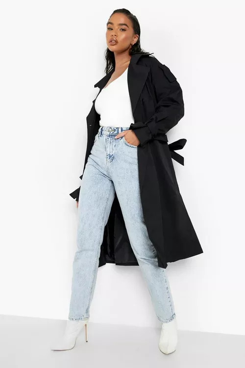 Tie Cuff Double Breasted Trench Coat | Boohoo.com (US & CA)