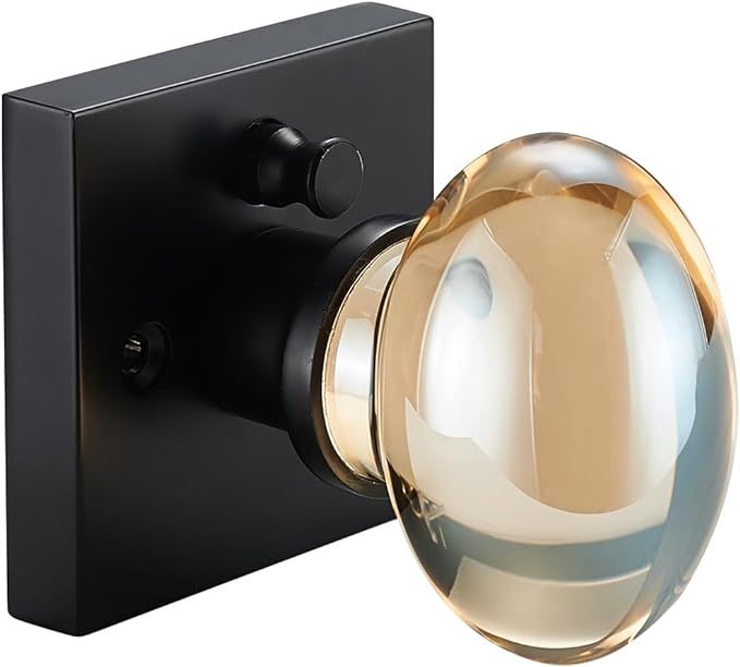 dairazan Champagne Gold Glass Door Knobs, Premium Privacy Crystal Door Handles with Lock, Square ... | Amazon (US)