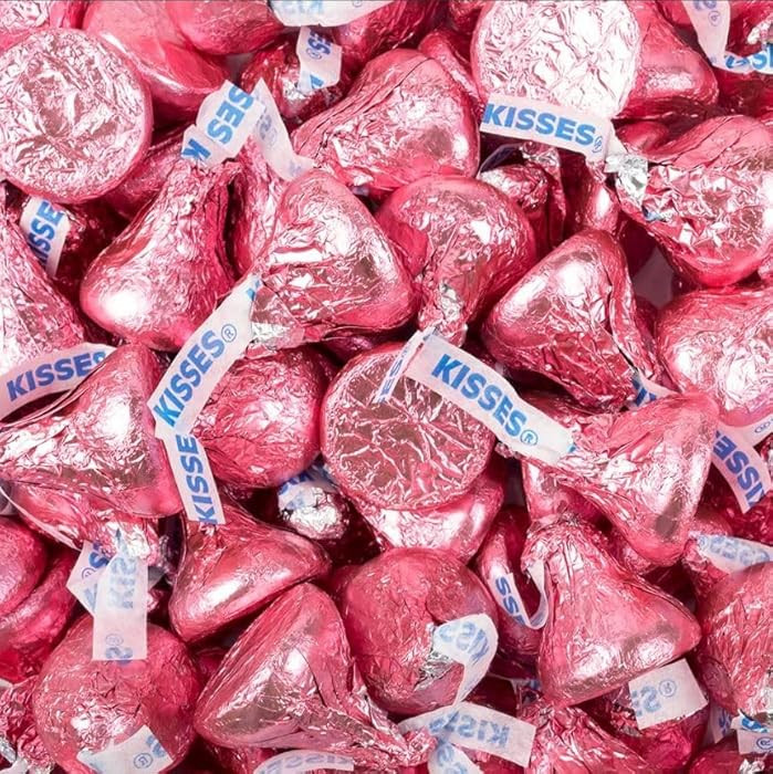 Hershe.ysKISSES Milk Chocolate Candy 3 lbs (48 oz) Solid Milk Chocolate Kisses In PINK Foil Wrap,... | Amazon (US)