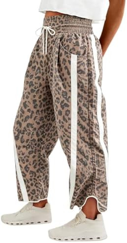Fisoew Womens Baggy Wide Leg Pants Casual Elastic High Waisted Drawstring Printed Workout Sweatpa... | Amazon (US)