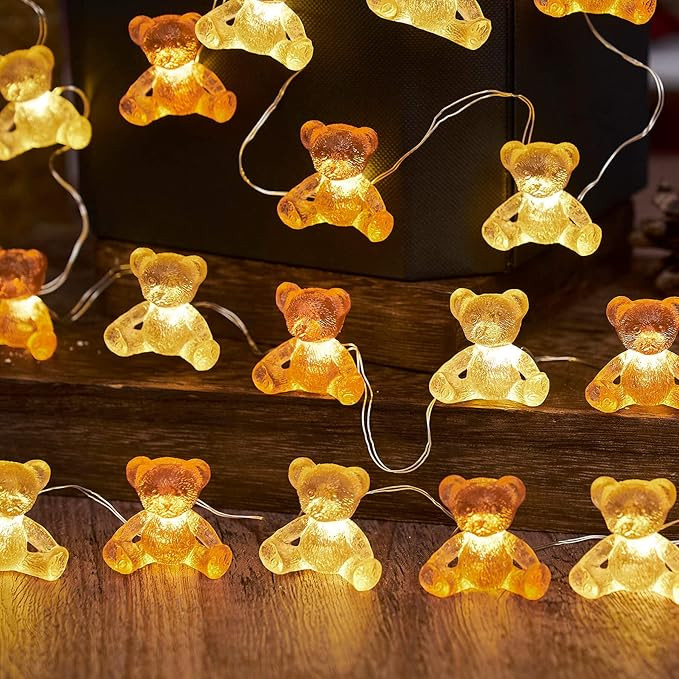 Cute Teddy Bear Novelty String Lights Indoor Decorative Lights 20LED 8.5ft Battery Operated Night... | Amazon (US)