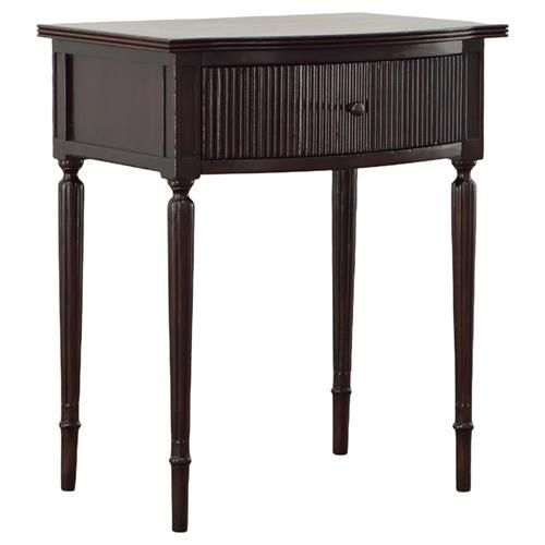 Tanya French Country Deep Brown Mahogany Wood 1 Drawer Side Table | Kathy Kuo Home
