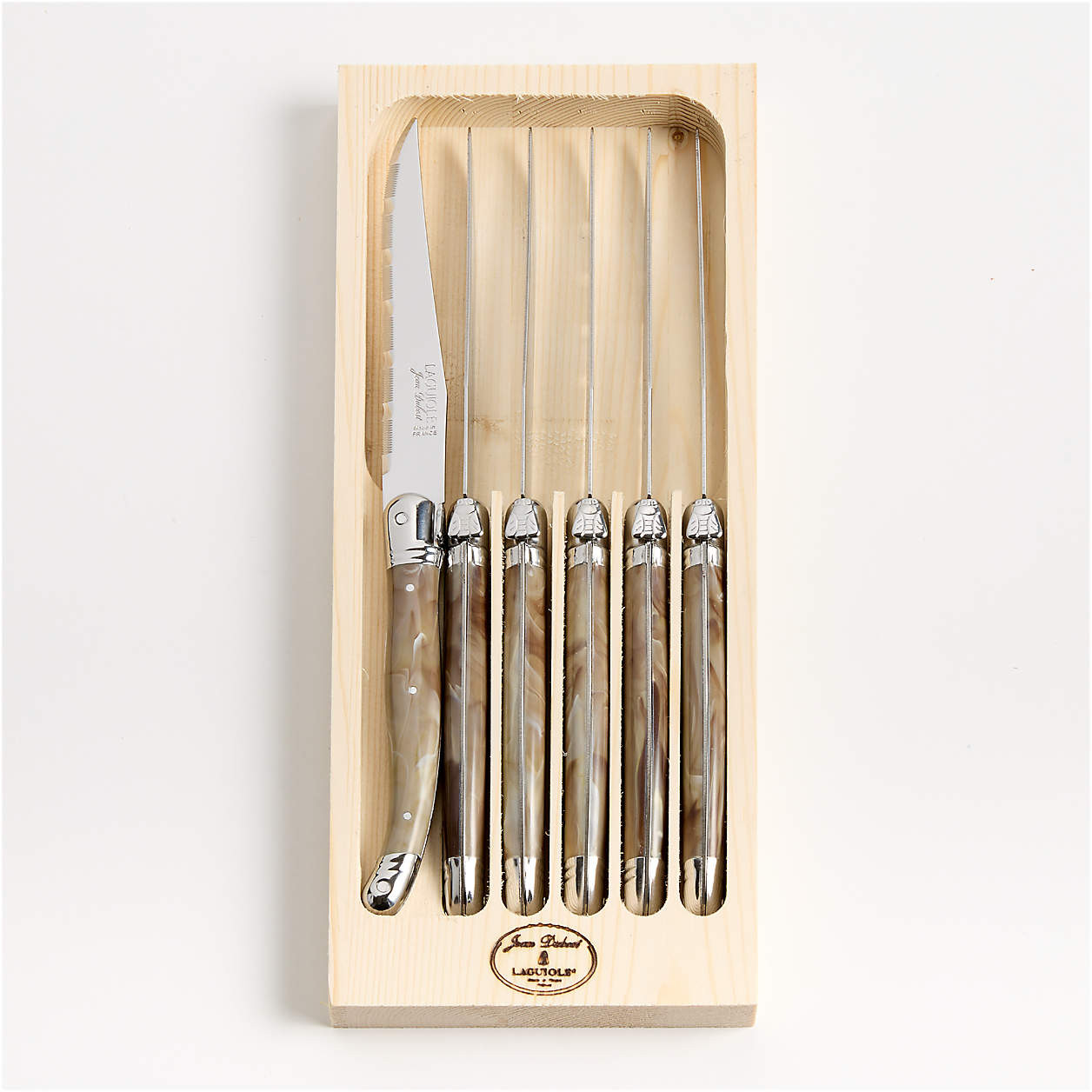 Jean Dubost Laguiole Green Steak Knives, Set of 6 + Reviews | Crate & Barrel | Crate & Barrel