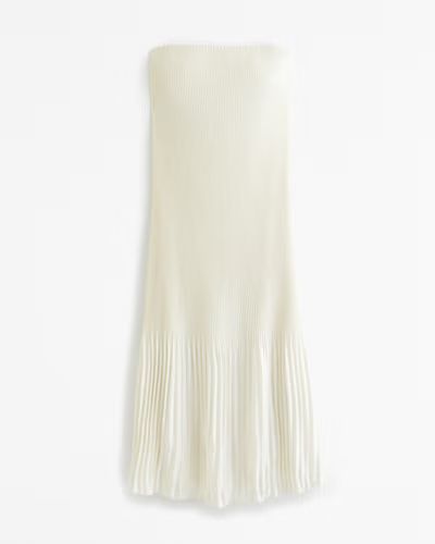 Strapless Pleat Release Midi Dress | Abercrombie & Fitch (US)