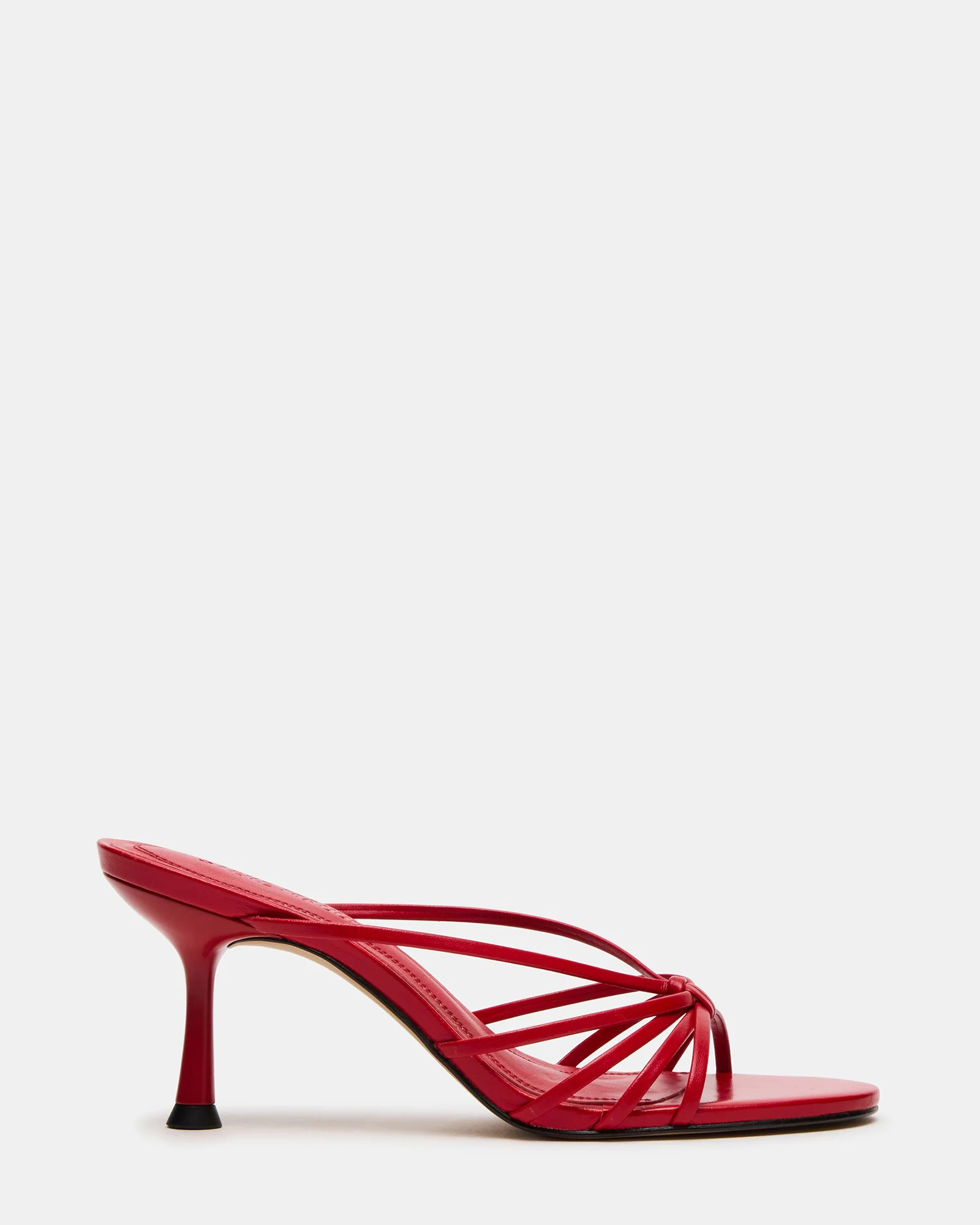 EDNA Red Leather Strappy Mule Women's Heel | Steve Madden (US)