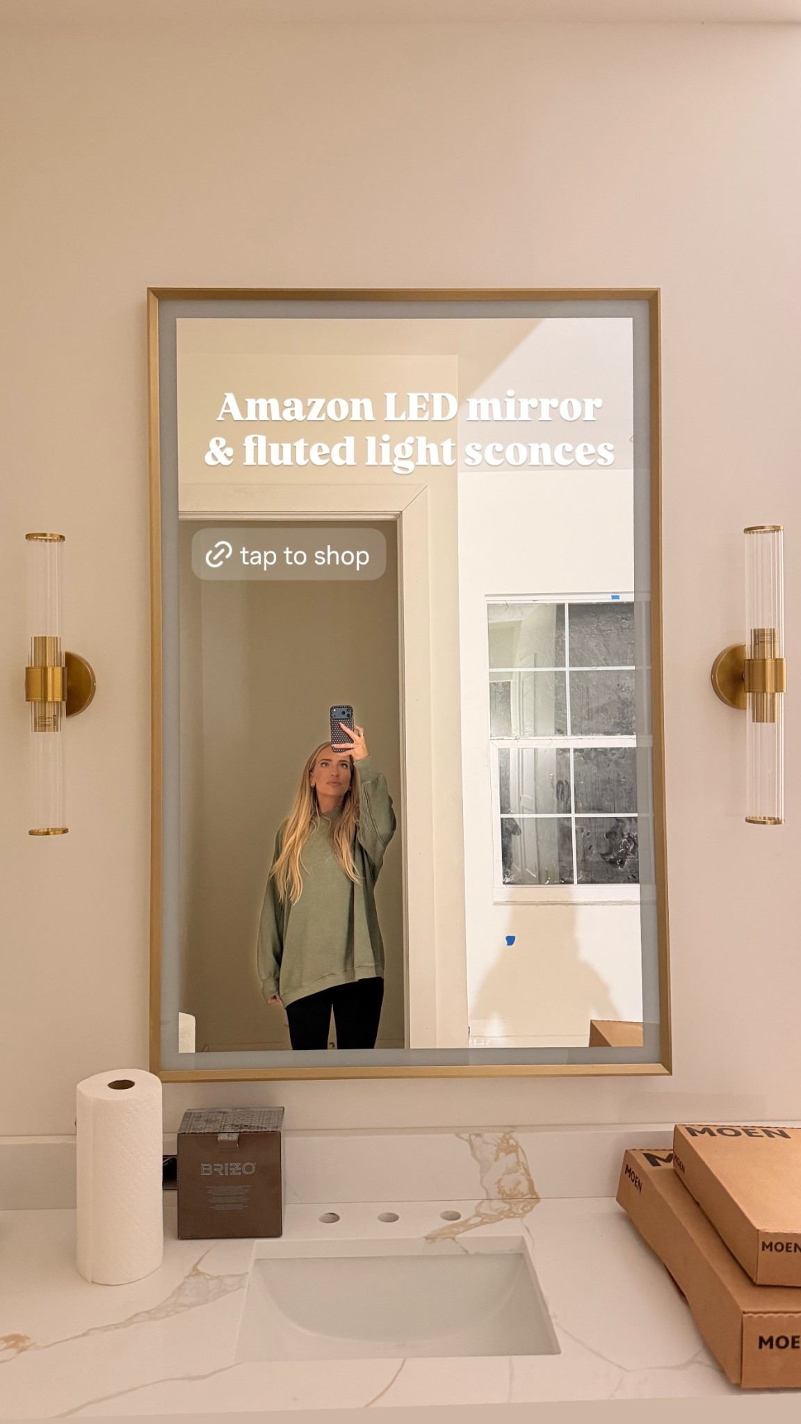 Amazon LED mirror
& fluted light sconces