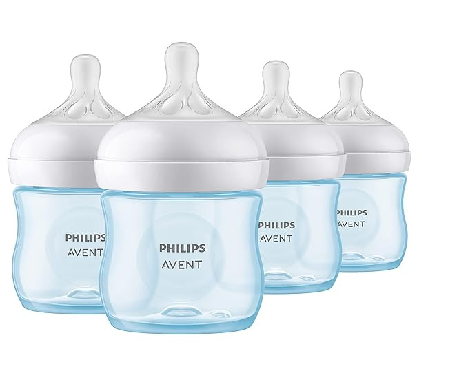 Philips Avent Natural Baby Bottle with Natural Response Nipple, Blue, 4oz, 4pk, SCY900/24 | Amazon (US)