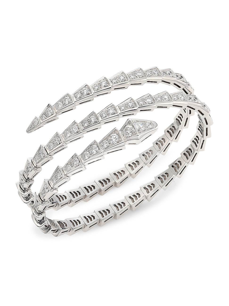 Women's Serpenti Viper 18K White Gold & Pavé Diamond 2-Coil Bangle Bracelet - White Gold - Size Medium | Saks Fifth Avenue