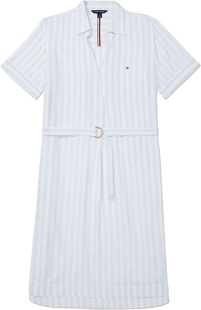 Tommy Hilfiger Women's Stripe Short Sleeve Shirtdress | Amazon (US)