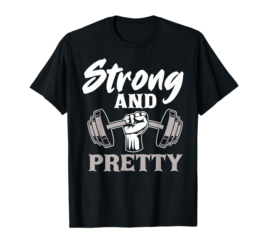 Strong And Pretty Gym Fitness Sport Bodybuilding T-Shirt | Amazon (US)