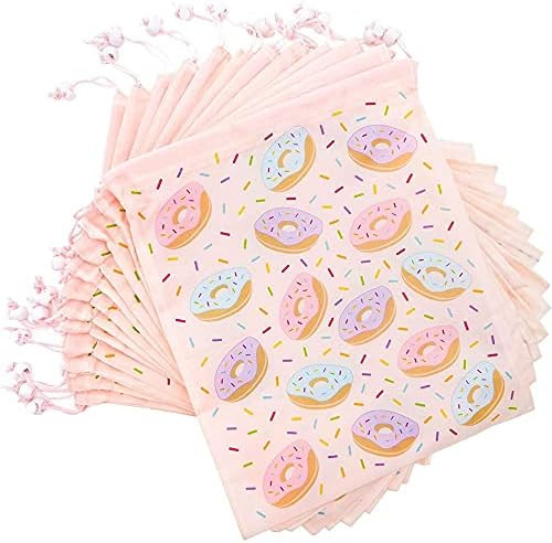 Donut Drawstring Party Favor Bags (12 x 10 in, Pink, 12 Pack) | Amazon (US)