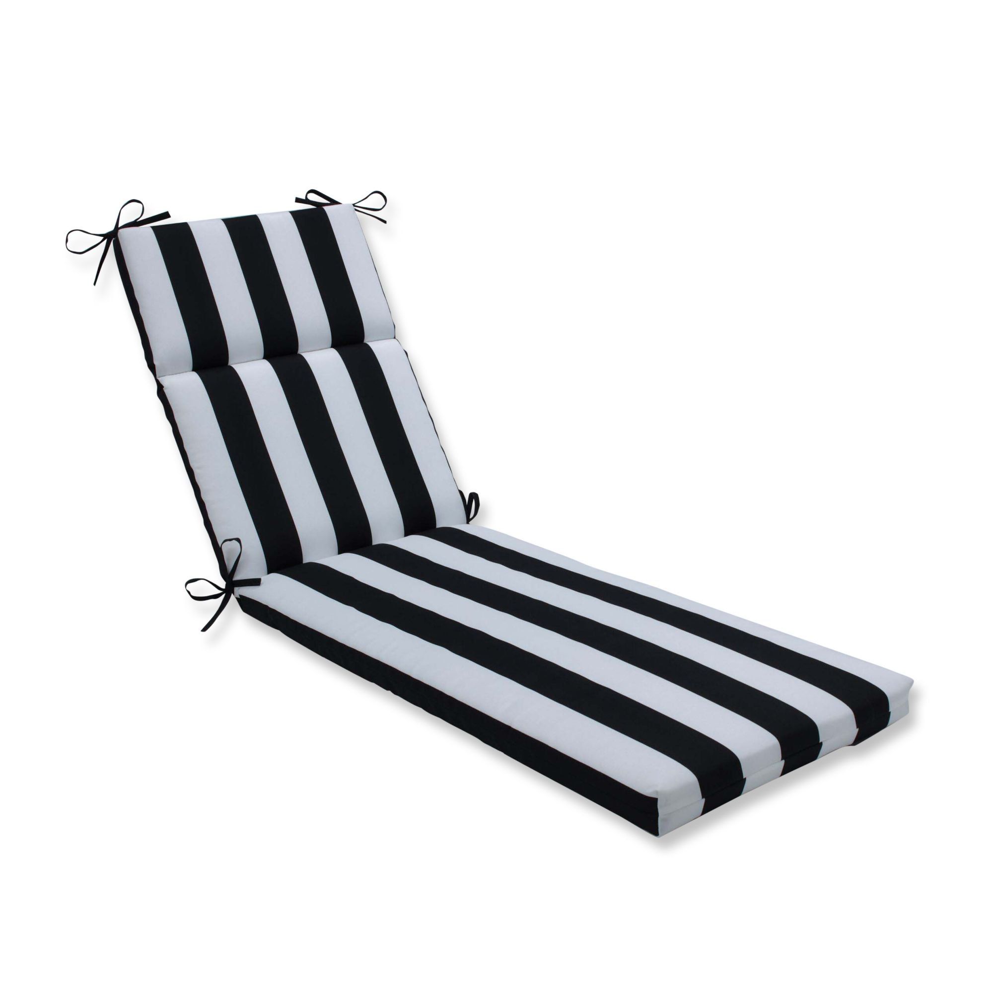 72.5" Black and White Striped UV Resistant Outdoor Patio Chaise Lounge Cushion | Walmart (US)