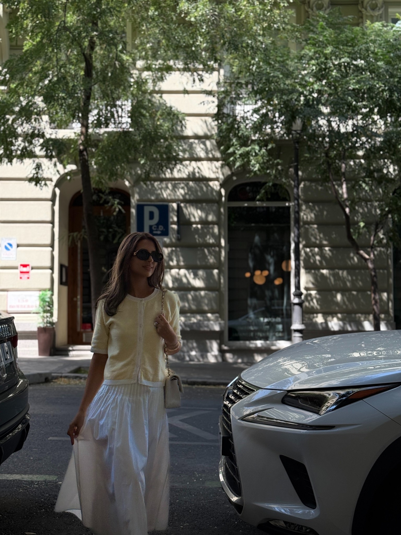 Top - Carlota Cahis (last season) - linked similar 
Skirt - linked size XS 
Sunglasses - linked 
Sandals - Hermes Oran
Handbag - Chanel Medium 

#LTKStyleTip #LTKPetite #LTKSeasonal