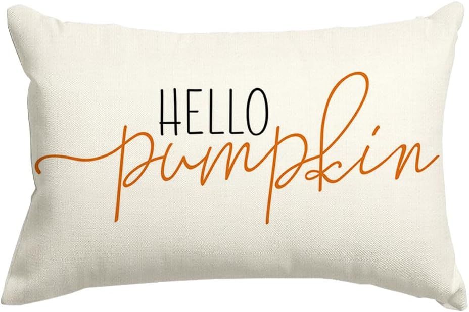 RABUSOFA Fall Throw Pillows Covers 12x20 Inch,Autumn Hello Pumpkin Pillows Decorative Throw Pillo... | Amazon (US)