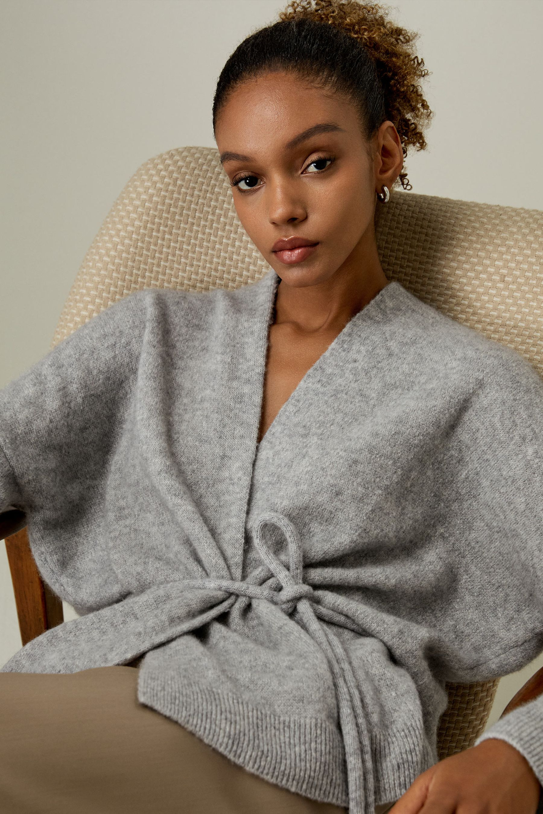 Lounge Wrap Knit Cardigan | LilySilk