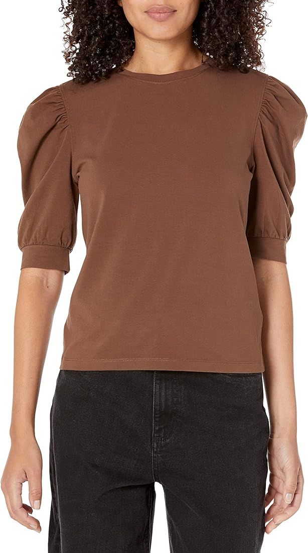 The Drop Women's Mariko Puff-Sleeve Crewneck Stretch Jersey T-Shirt | Amazon (US)