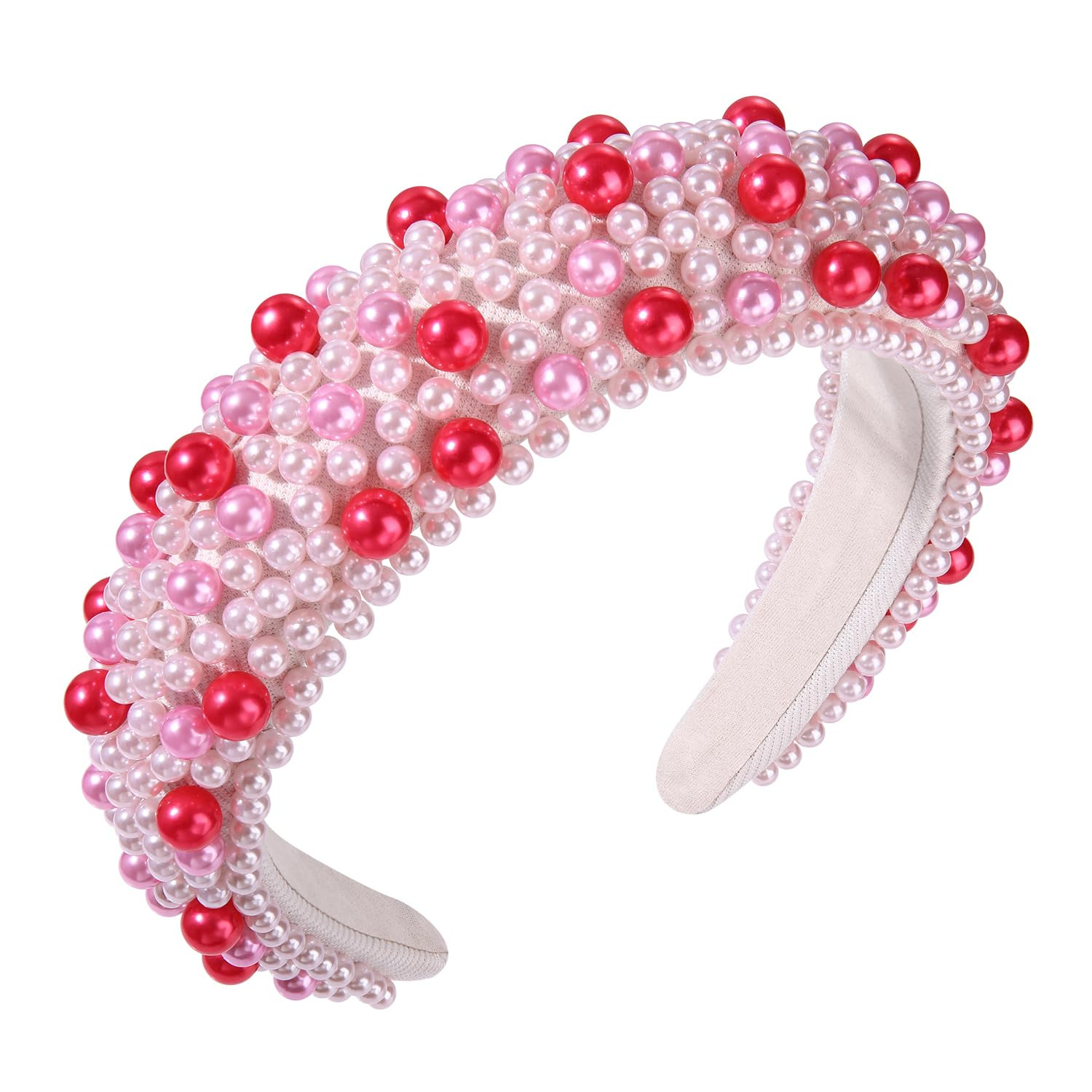 Crystal Headbands for Women, Valentines Day Padded Pearl Headband Bejewelled Rhinestone Pearl Bri... | Amazon (US)