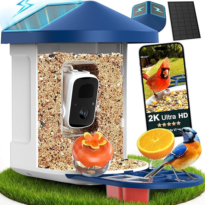 PeckCam® Bird Feeder with Camera with AI Identify 10000+ Birds Species, 3 Solar Panels, 2K Live ... | Amazon (US)