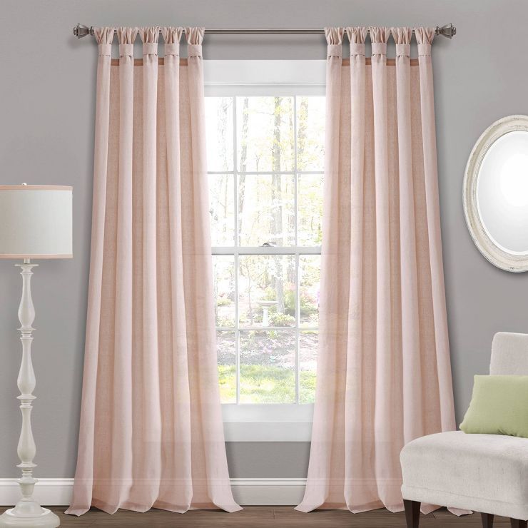 Burlap Knotted Tab Top Light Filtering Window Curtain Panels - Lush Décor | Target
