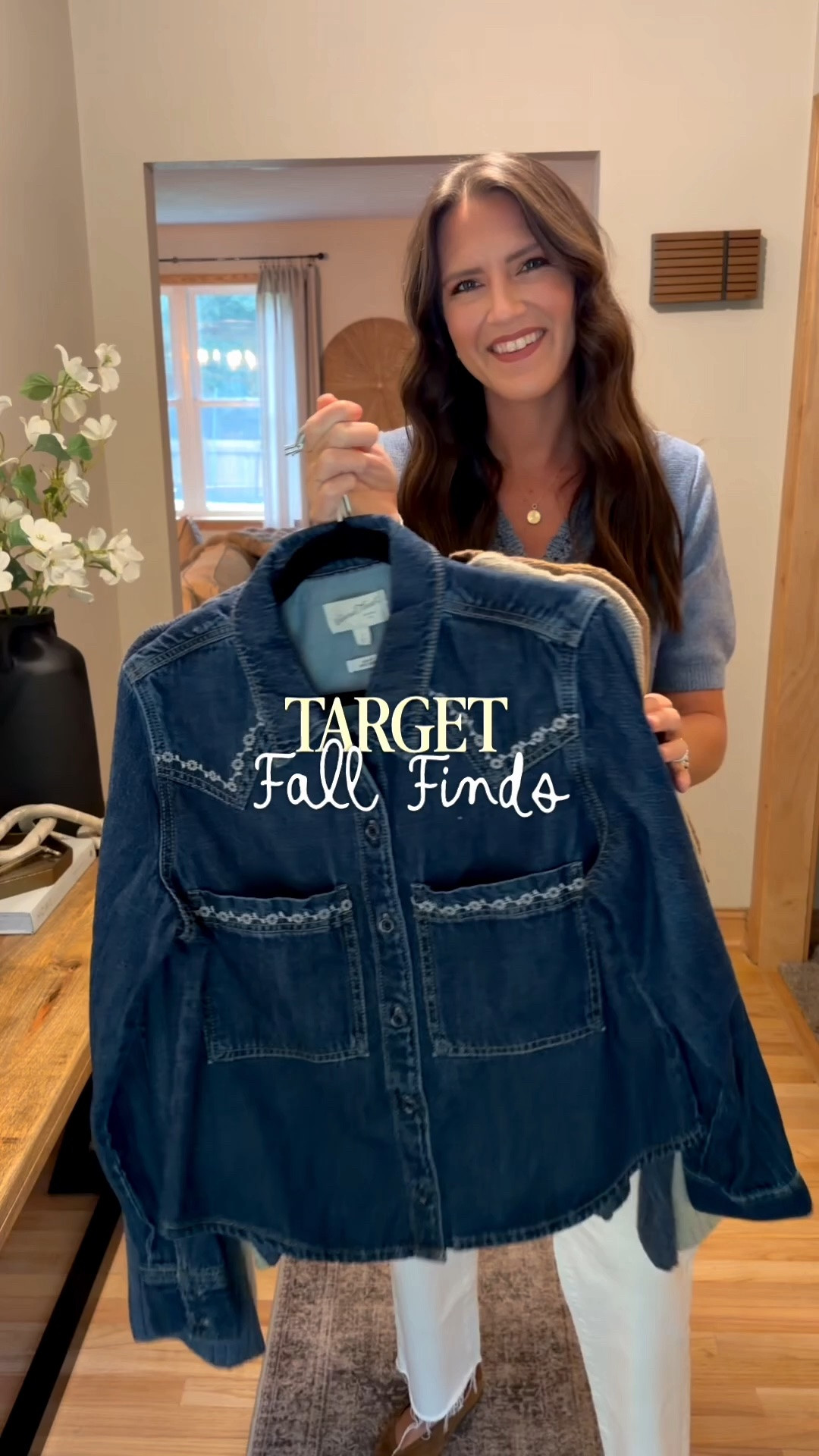 Target finds for fall 

Short sleeve sweater - medium
Long sleeve sweater - large
Denim shirt - medium 
Jacket - small