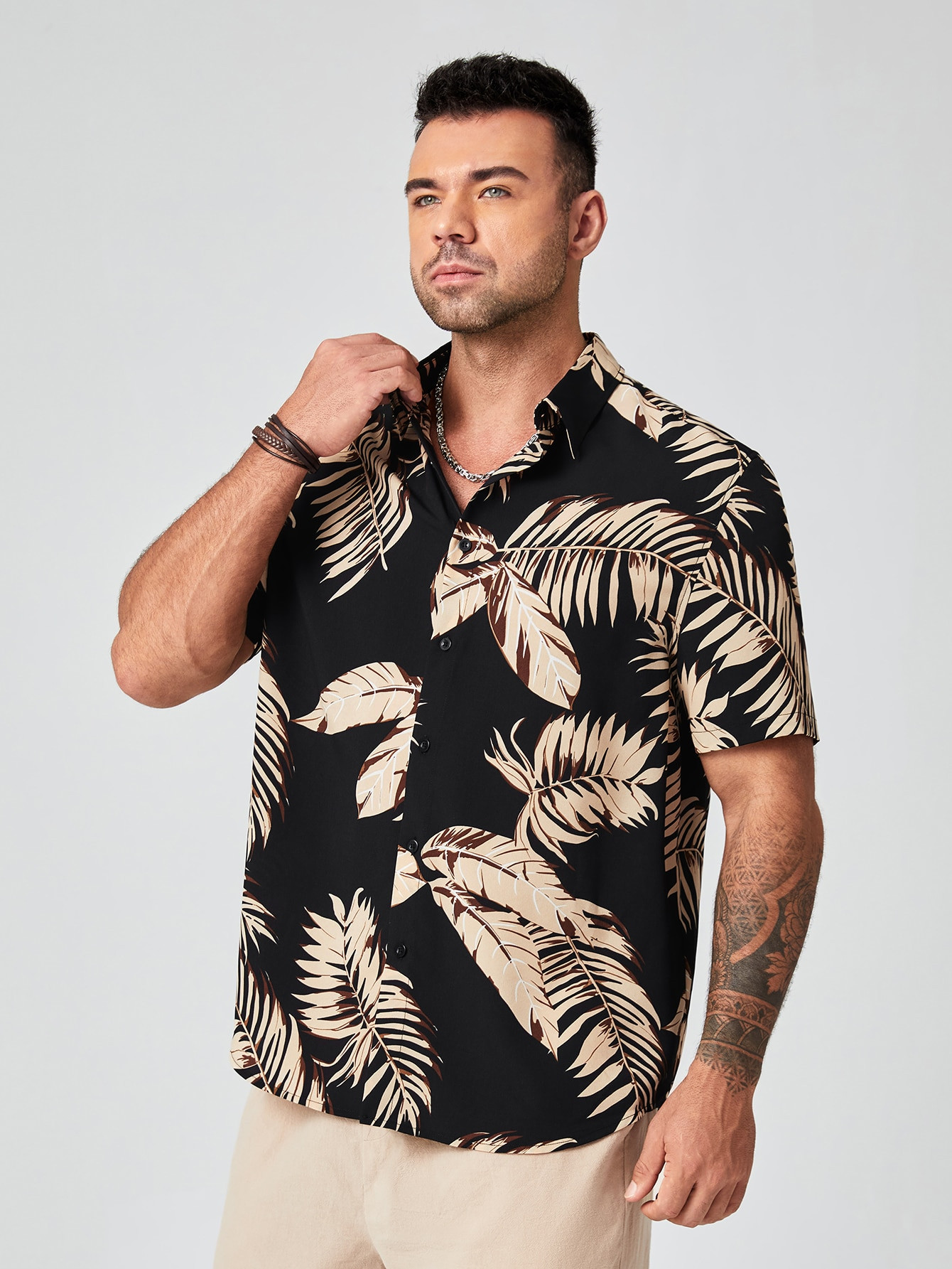 Manfinity RSRT Men Cotton Tropical Print Shirt & Shorts | SHEIN
