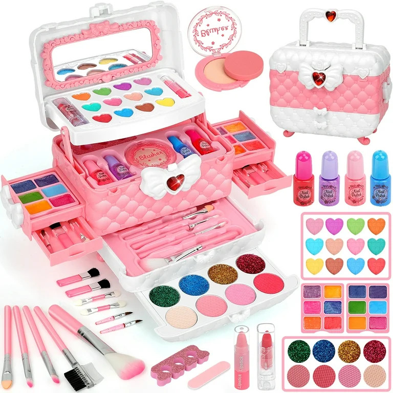 Sendida Washable Kids Makeup Kit for Girls, Princess Toy for Girl Age 3-12 Birthday Gift(Pink) | Walmart (US)