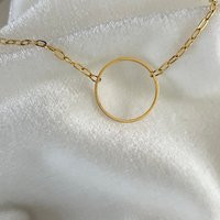 Gold Circle Necklace. Mini Papeclip Chain With Pendant. Toggle Clasp. Of Life | Etsy (US)
