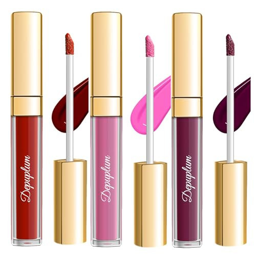Depuplum 3Pc Matte Liquid Lipsticks for Women Dark Red Purple Pink Lipstick Cruelty Free Long Lasting Lip Color, DM18+DM20+DM26 | Amazon (US)
