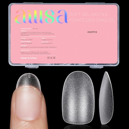 AILLSA Short Oval Nail Tips 450PCS Matte Full cover Nails Tips Acrylic Gel Clear No Need Filed Press on False Nail Tips Pre-Shaped for Nail Extension Fake Nail Tips Manicure 15 Sizes | Amazon (US)