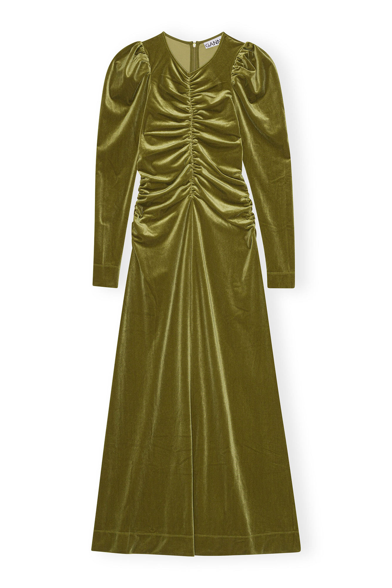 Green Velvet Jersey Long Dress | Ganni