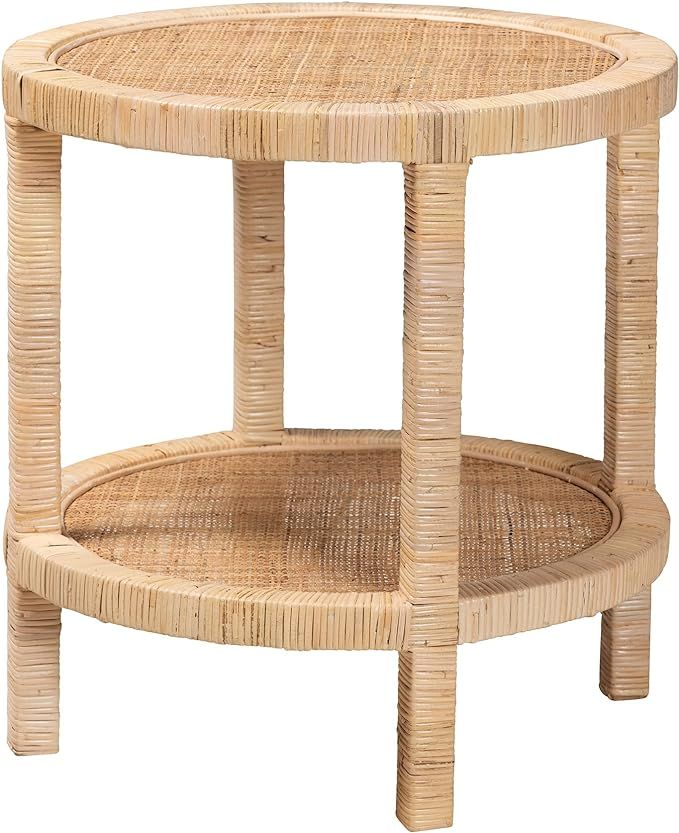 Baxton Studio Bella Natural Rattan End Table, 2-Tier | Amazon (US)