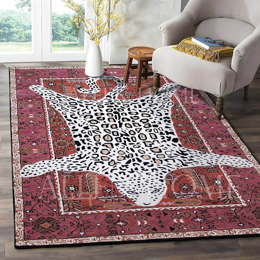 Allen Home Wool Area Rug | Leopard Rug Rust | Traditional Decorative Carpet | Area Rugs Suitable ... | Amazon (US)