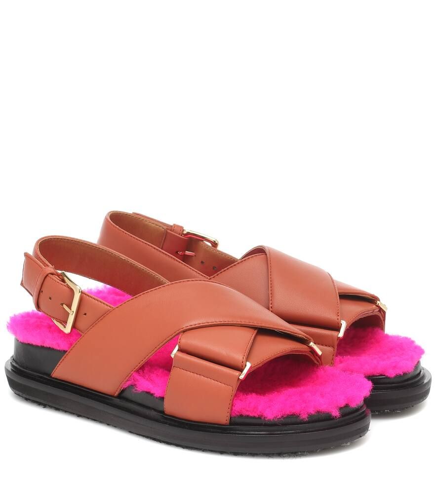 Fussbett shearling-trimmed sandals | Mytheresa (US/CA)