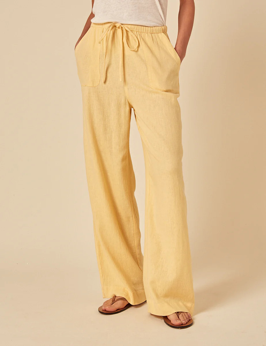 Butter Yellow Linen-blend Shona Trousers | Nobody's Child