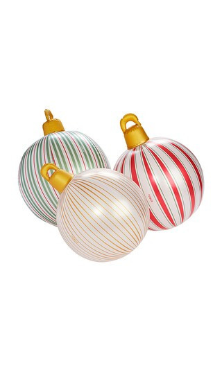 FUNBOY 3 Pack Vintage Stripe Light Up Inflatable Ornaments in Red. | Revolve Clothing (Global)