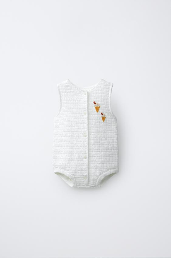 EMBROIDERED ICE CREAM KNIT ROMPER | Zara US