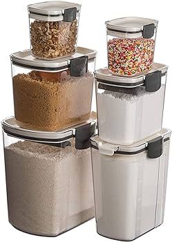 Progressive Prepworks ProKeeper 6 Piece Kitchen Clear Plastic Airtight Food Flour And Sugar Stora... | Amazon (US)