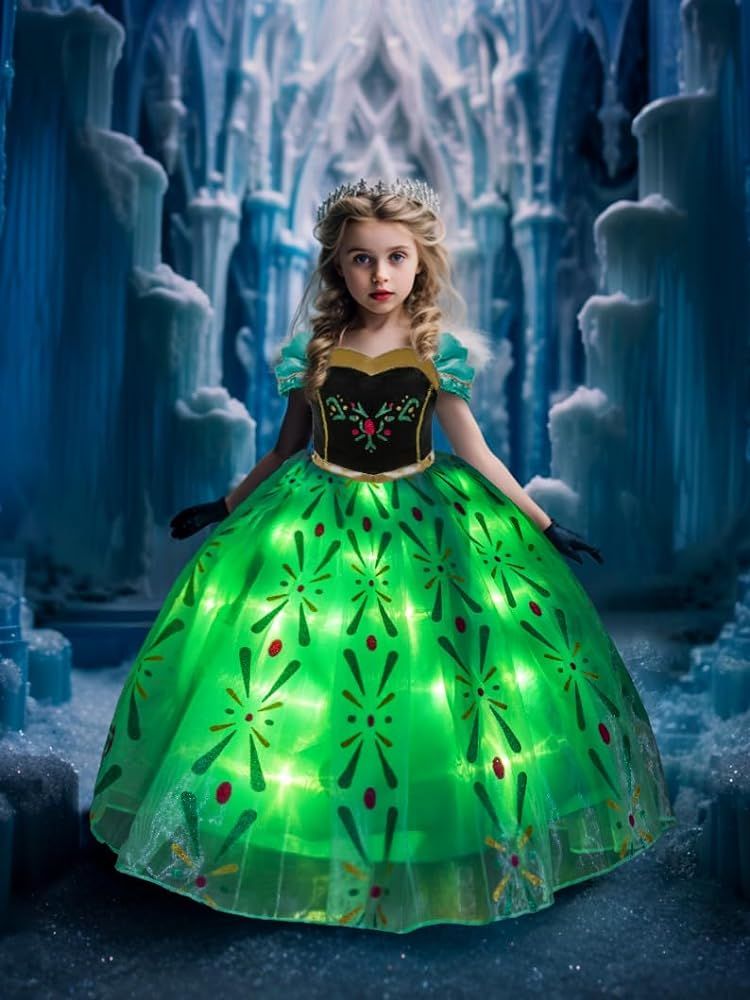 Light Up Princess Dress Christmas Costume for Girls Snow Halloween Ice Gown for Toddler & Teens, ... | Amazon (US)