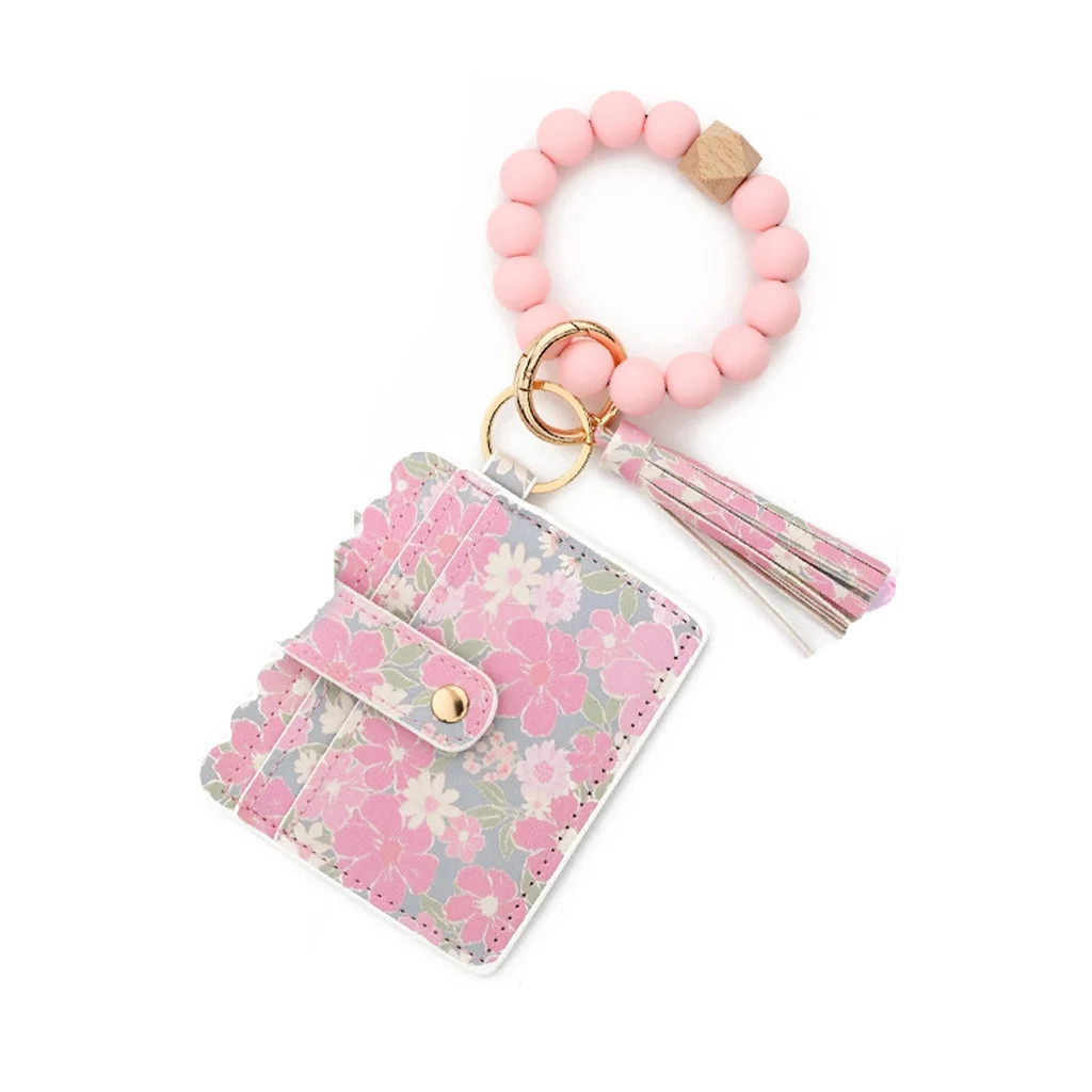 1. Wallet Keychain Wristlet with Credit Card Slots, Bangle Tassels & Rings for Women | Walmart (US)